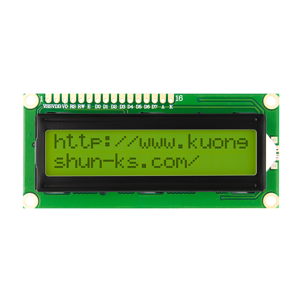 Дисплей LCD1602 жёлтый, 5в